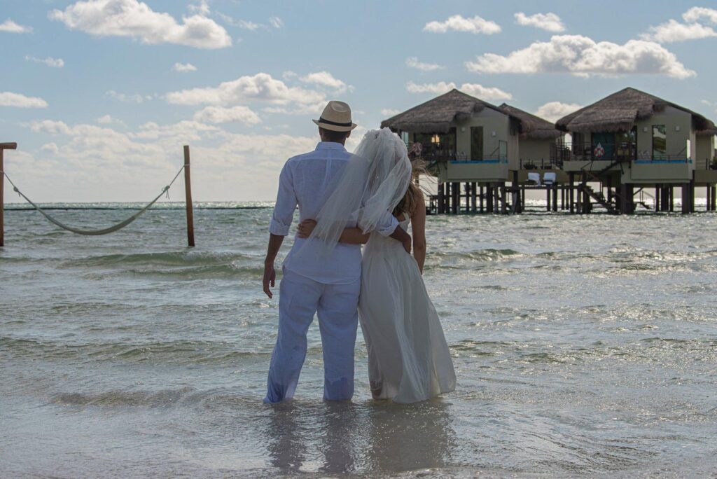 Wedding couple at the beach