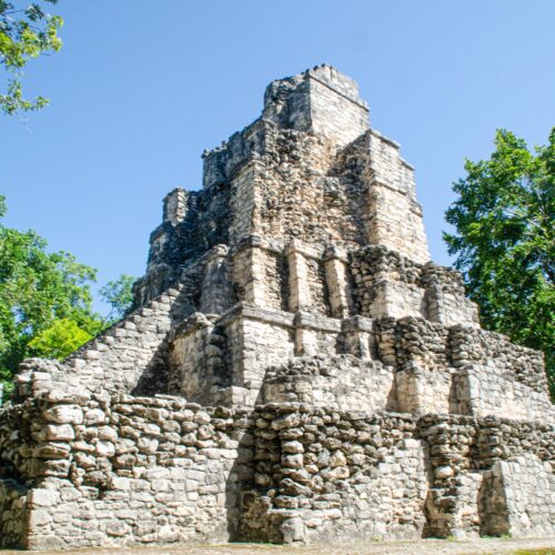 Back side of the El Castillo building at Muyil