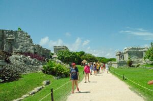 Tulum Archaeological Zone visited by all over the world tourists