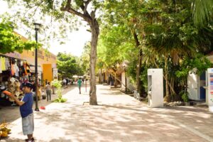 A photo of the commercial area at the Tulum Archaeological Zone