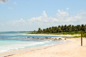 Showing the a lonely beach in the Tulum Area