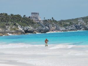 The Tulum Mayan Archaeological Zone by the beach