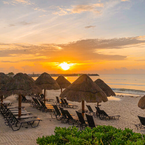 Sunrise at the Dreams Hotel in Puerto Morelos, Mexico